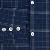 Indigo and White Thin Plaid Check Windsor Shirt