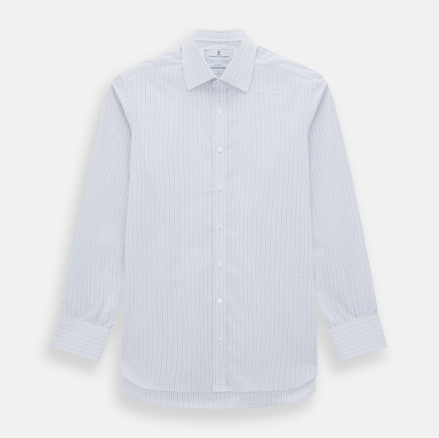 Pale Blue and Navy Grid Check Mayfair Shirt