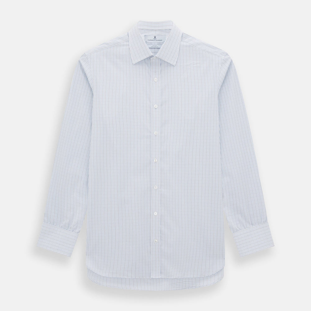 Pale Blue and Navy Grid Check Mayfair Shirt
