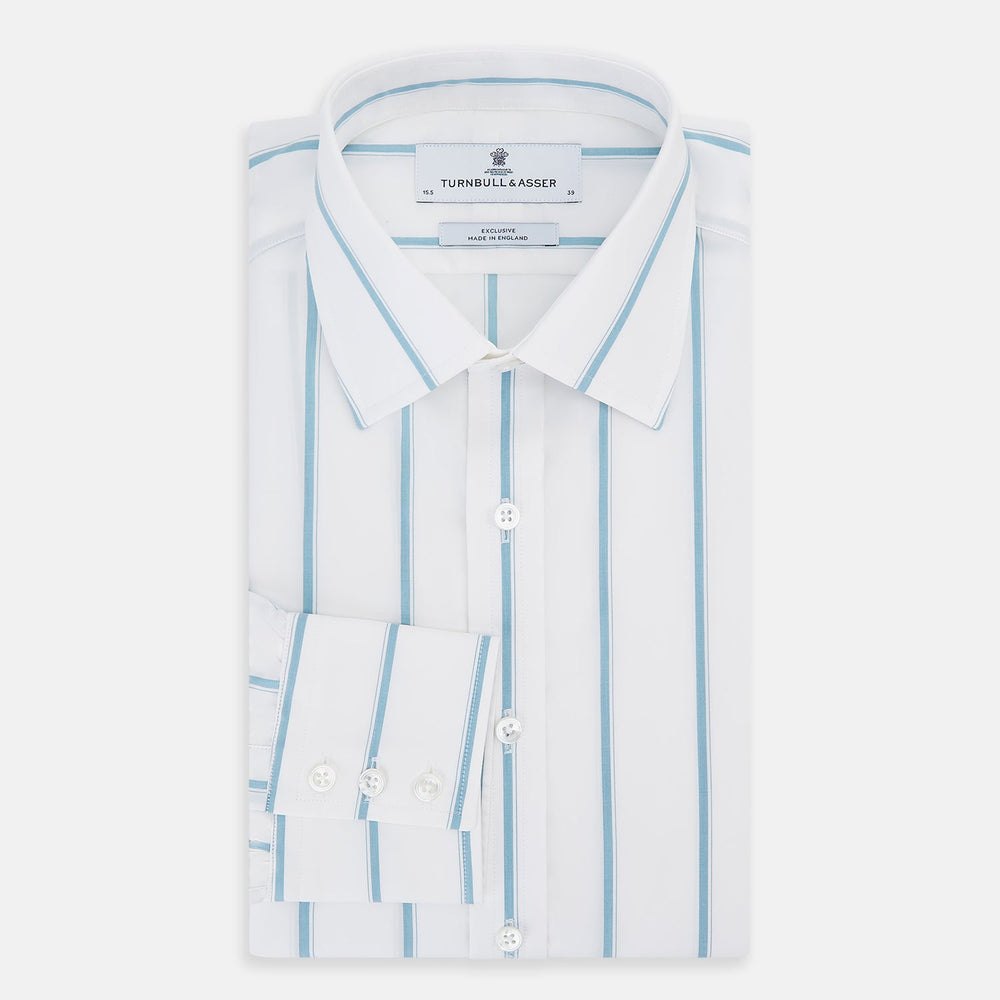 Turquoise Track Stripe Mayfair Shirt