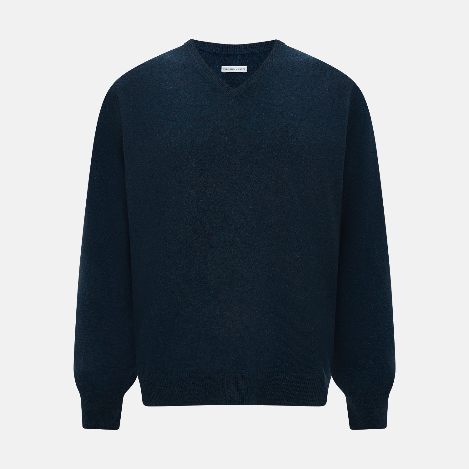Dark Green Melange Cashmere V-neck Jumper