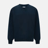 Dark Green Melange Cashmere V-neck Jumper