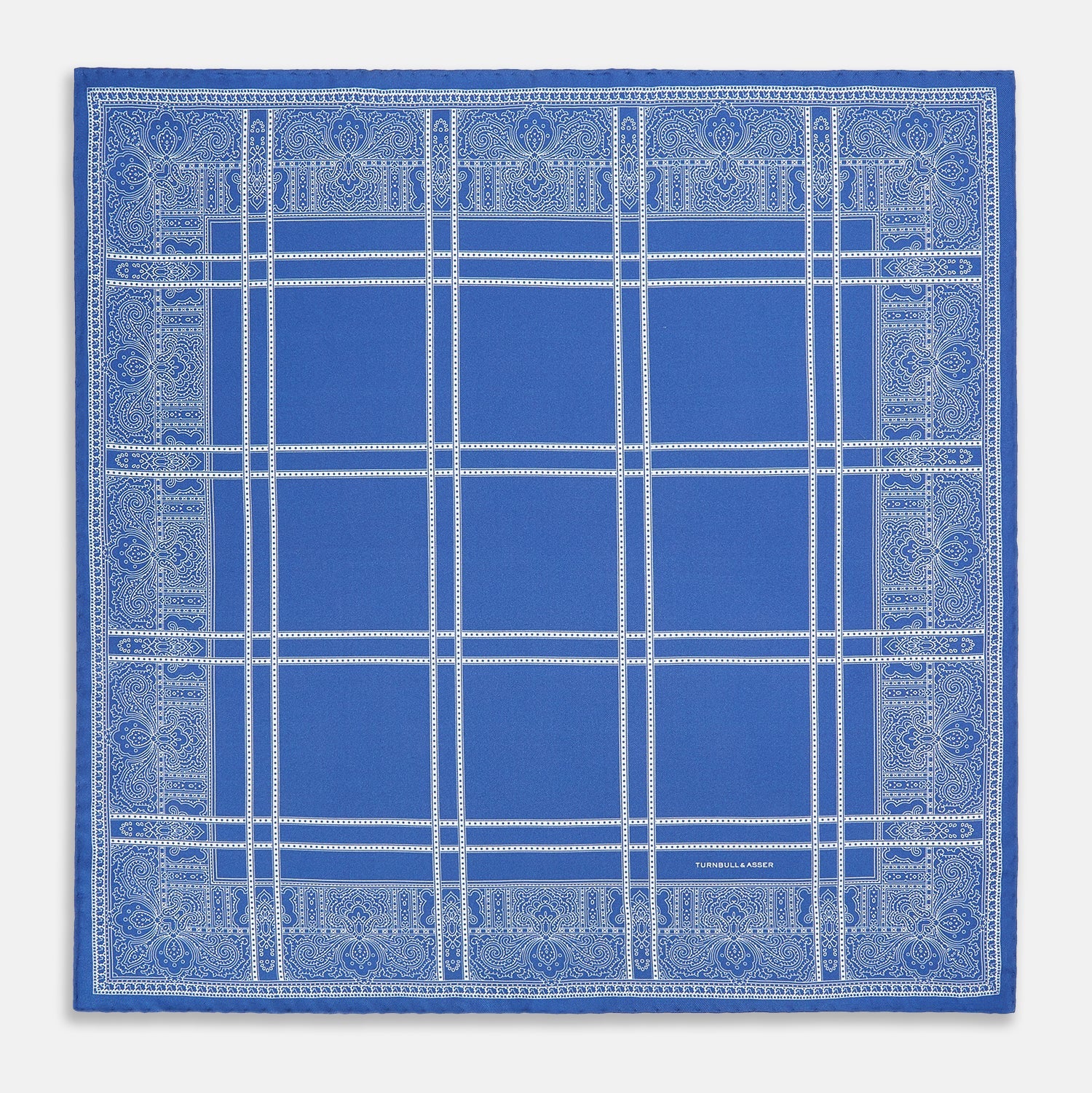 Avio Blue Paisley Bandana Patterned Silk Pocket Square