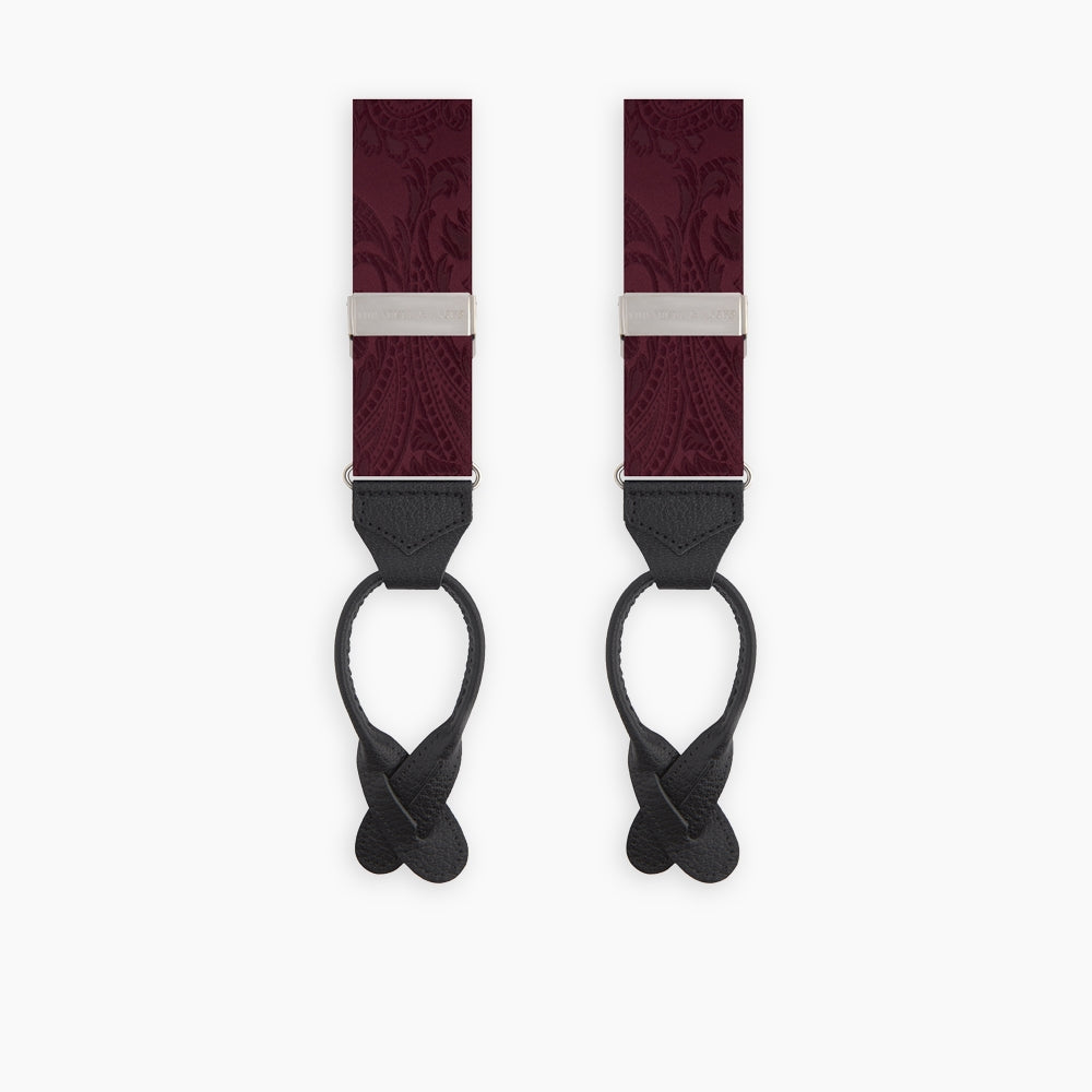 Burgundy Paisley Adjustable Silk Braces
