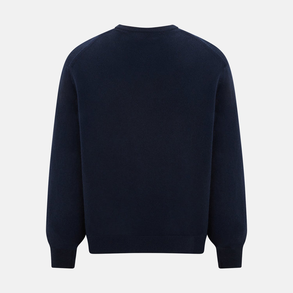 Navy Cashmere V-neck Jumper
