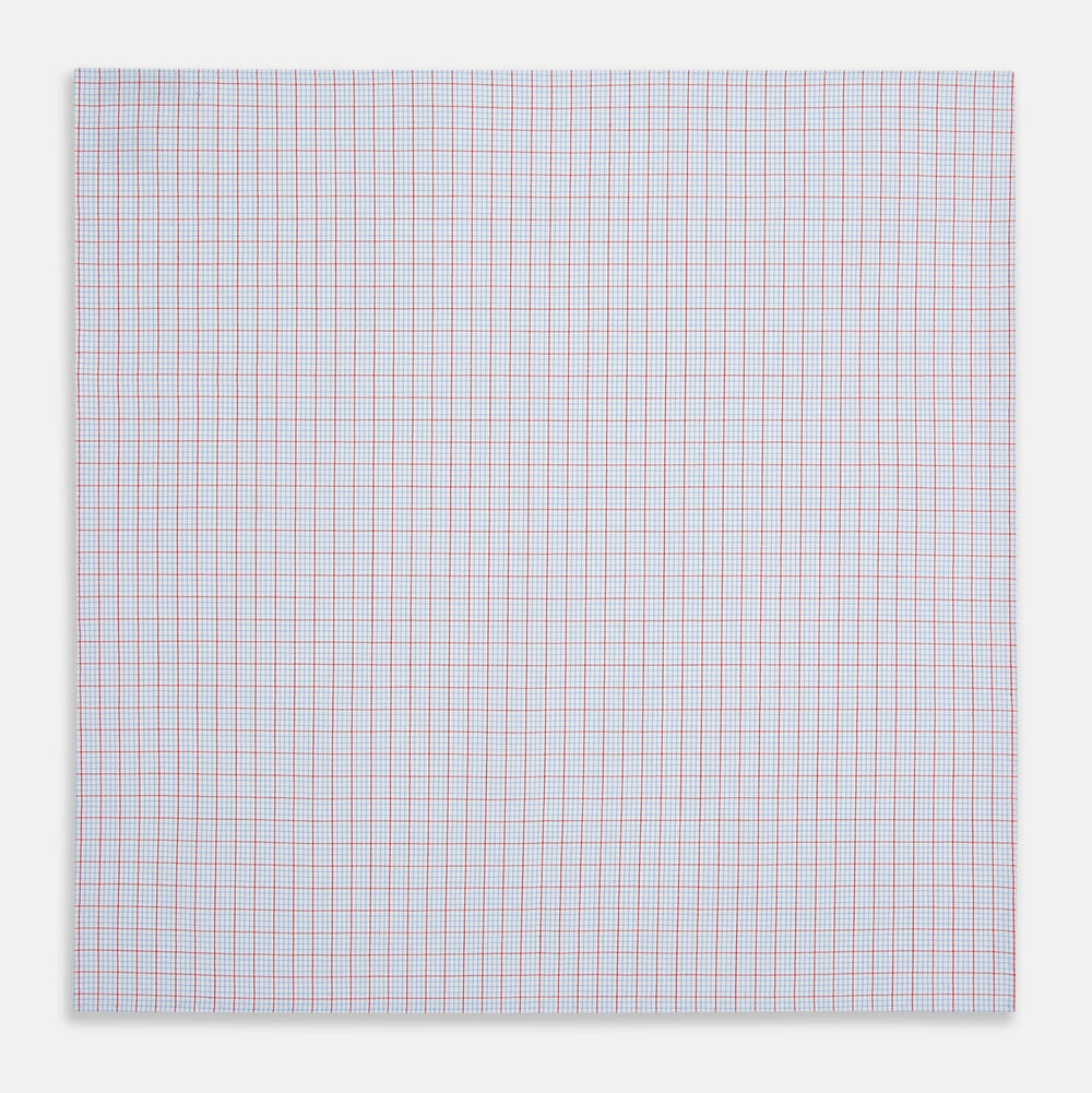 Hand Rolled Red Multi Graph Check  Handkerchief