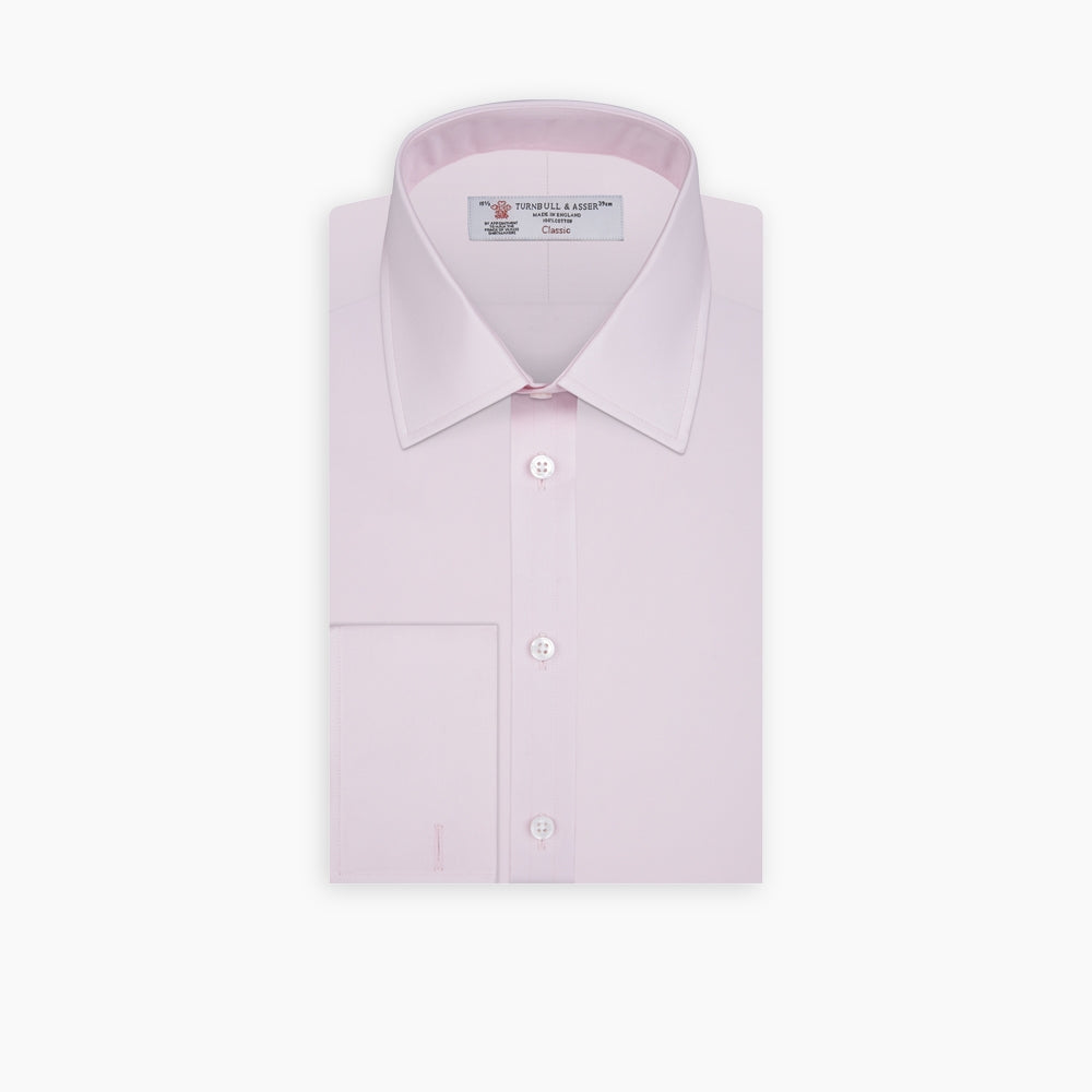 Pink Cotton Shirt with T&A Collar and Double Cuffs