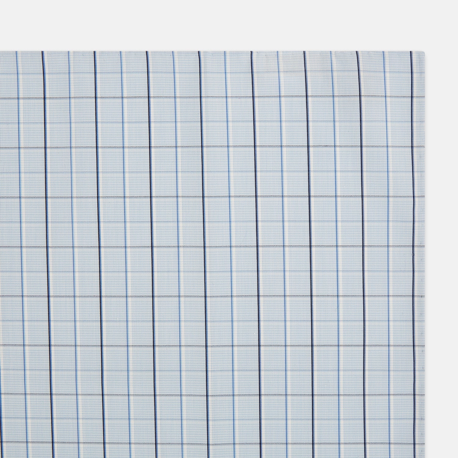 Navy and Blue Combination Check Hand-Rolled Handkerchief