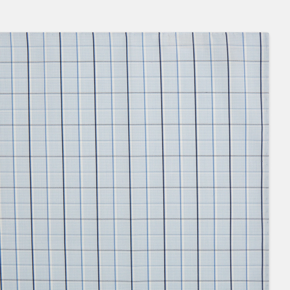 Navy and Blue Combination Check Hand-Rolled Handkerchief