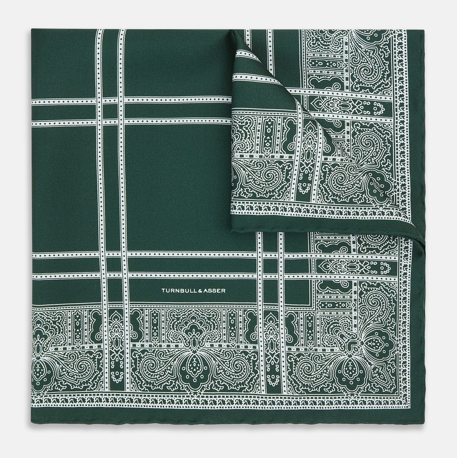 Forest Green Paisley Bandana Patterned Silk Pocket Square