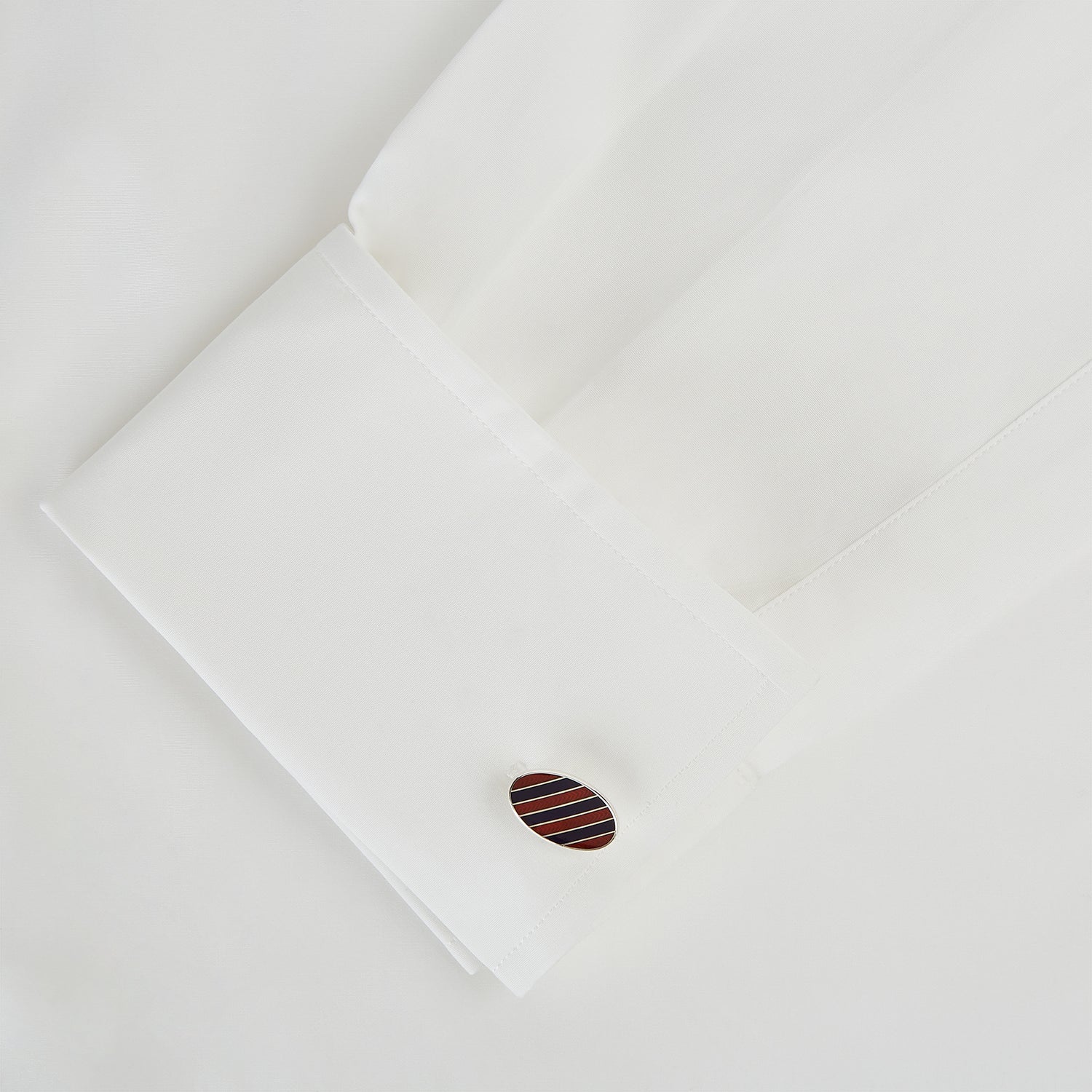 Burgundy and Navy Striped Oval Enamel Cufflinks