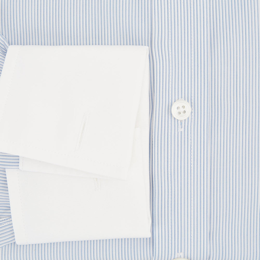 Sky Blue Hairline Multi Stripe Shirt with Constrast T&A Collar and Cuffs