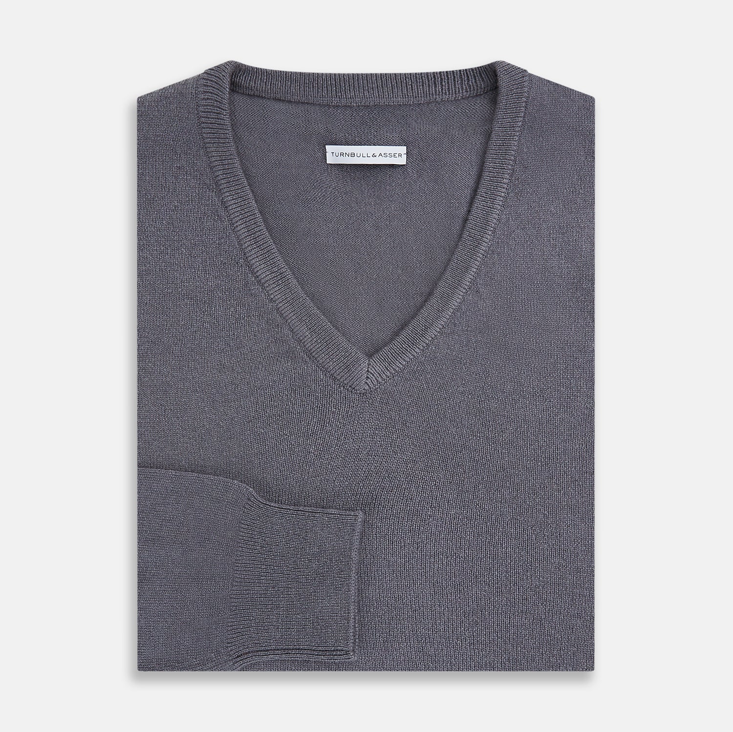 Grey V-Neck Cashmere Jumper