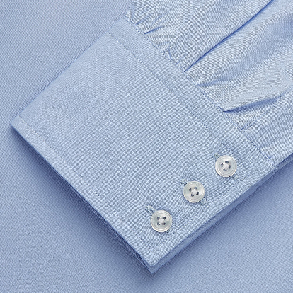 Tailored Fit Blue Cotton Shirt with Kent Collar and 3-Button Cuffs