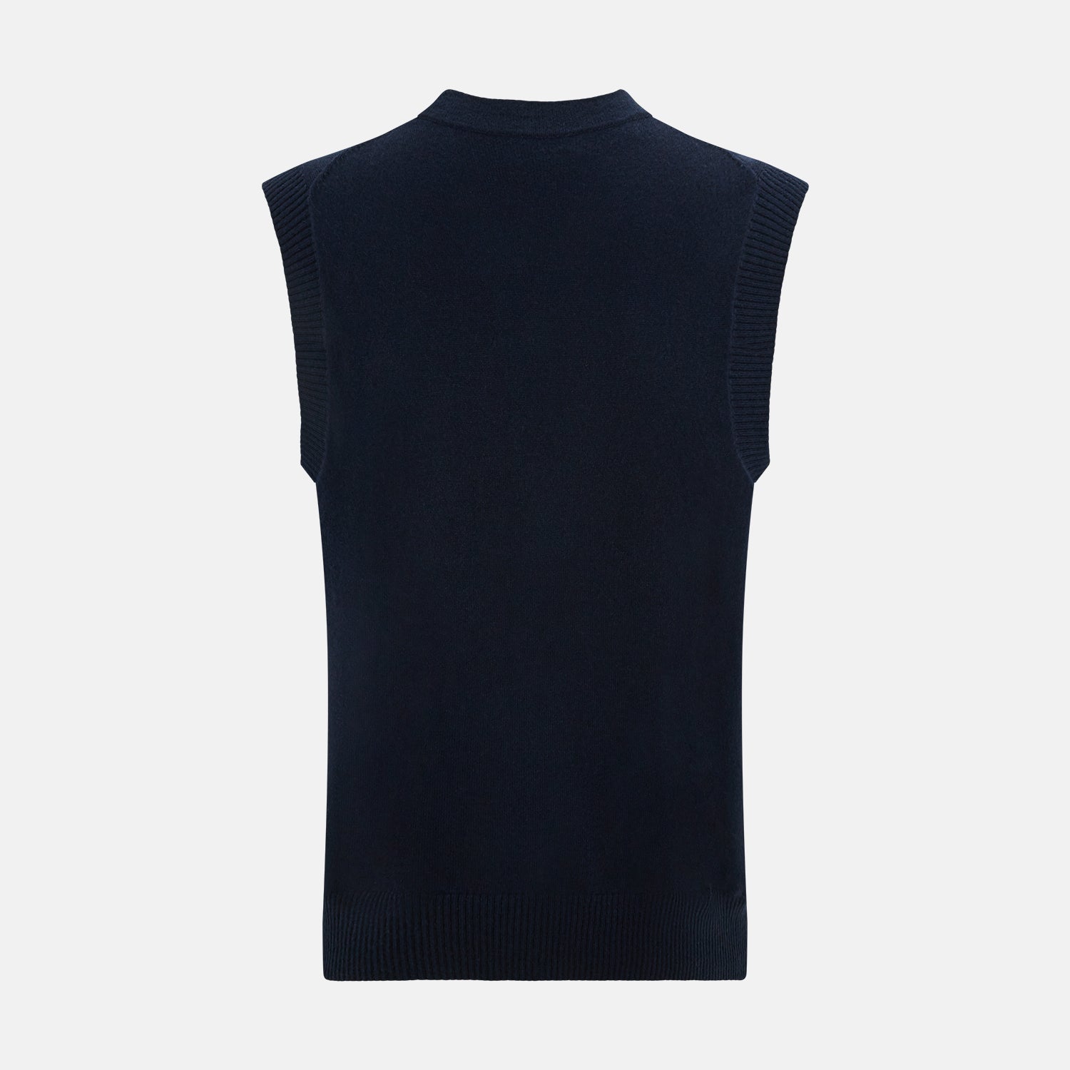 Navy Cashmere V-neck Sleeveless Cardigan