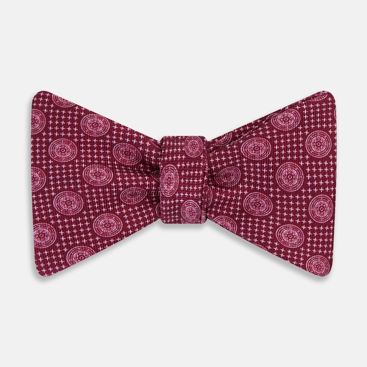 Burgundy Medallion Silk Bow Tie