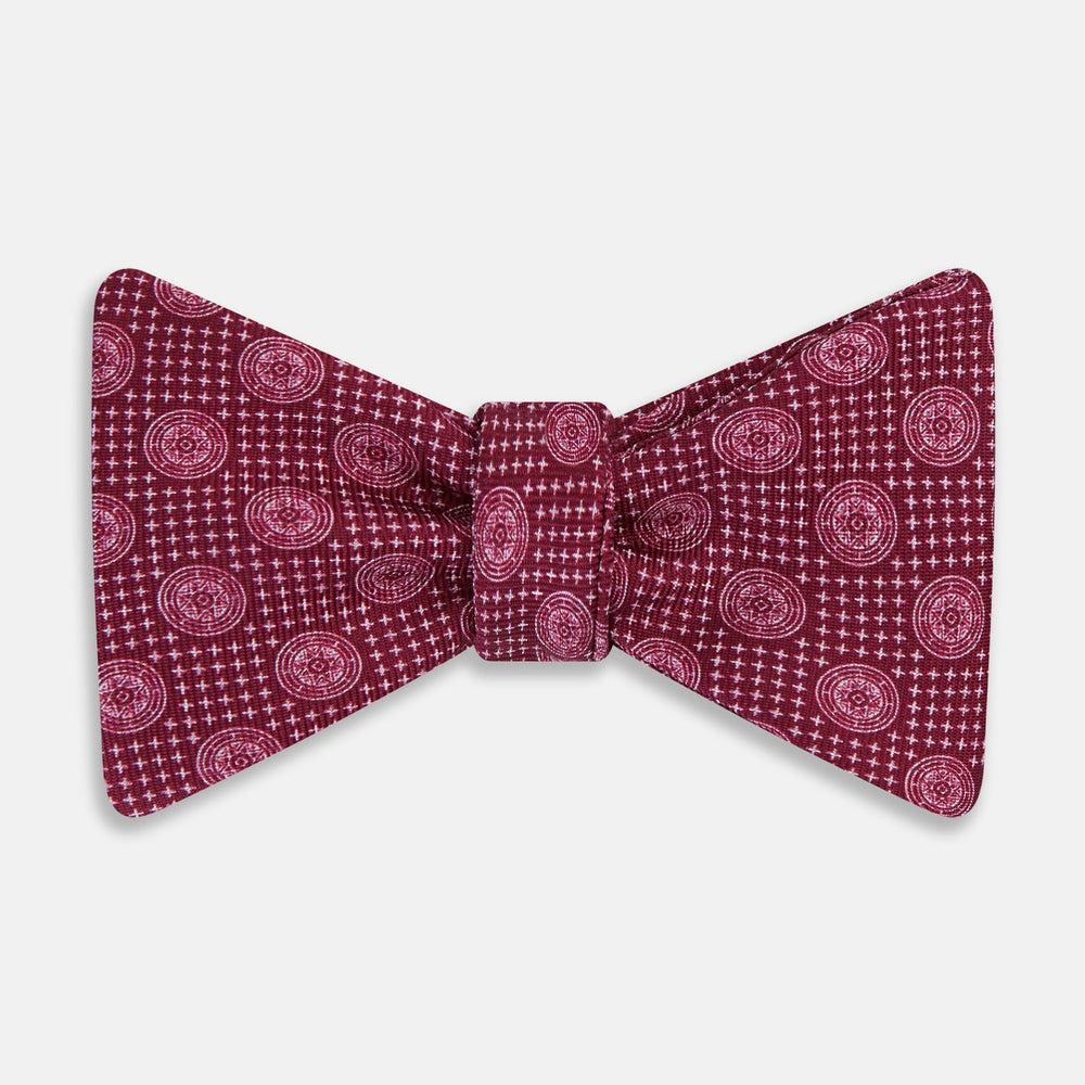 Burgundy Medallion Silk Bow Tie