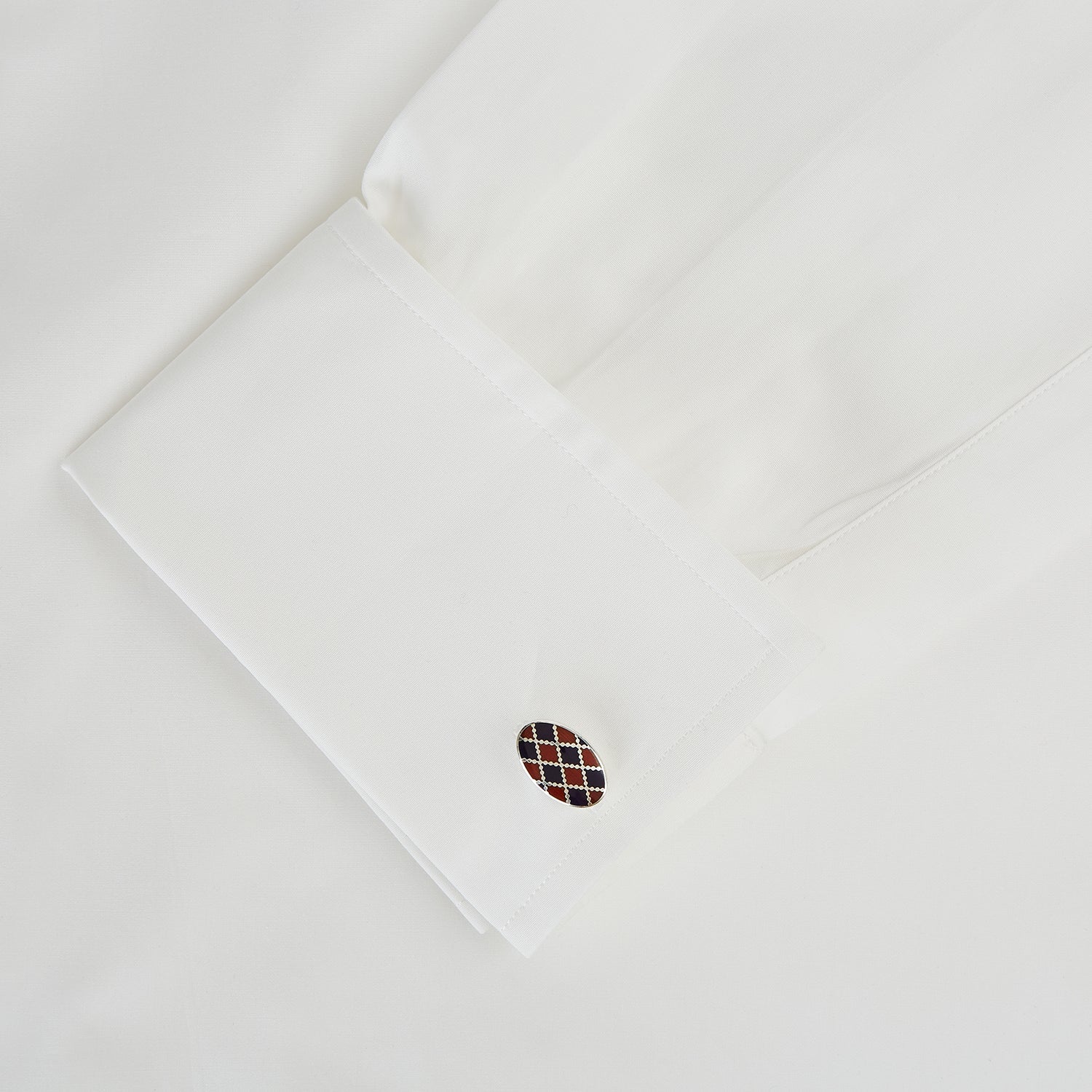 Burgundy and Navy Checkered Oval Enamel Cufflinks