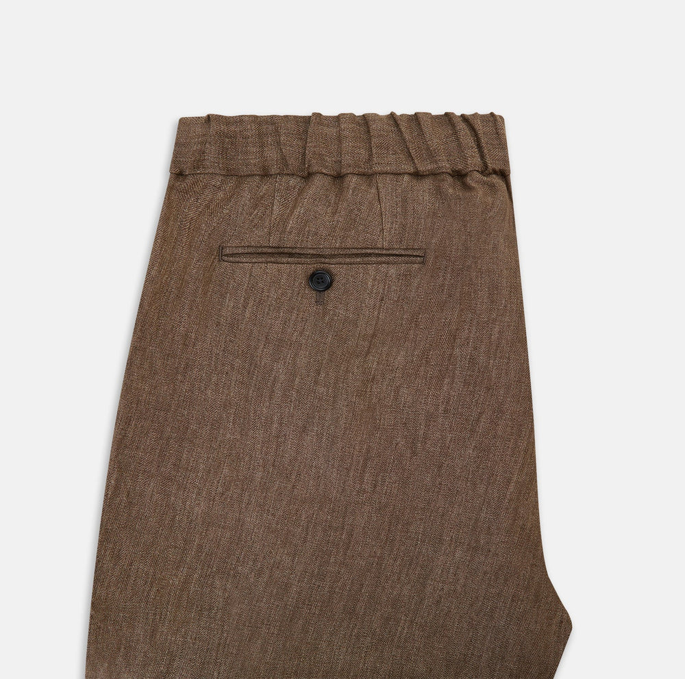 Pine Cone Linen Herringbone Miles Trousers