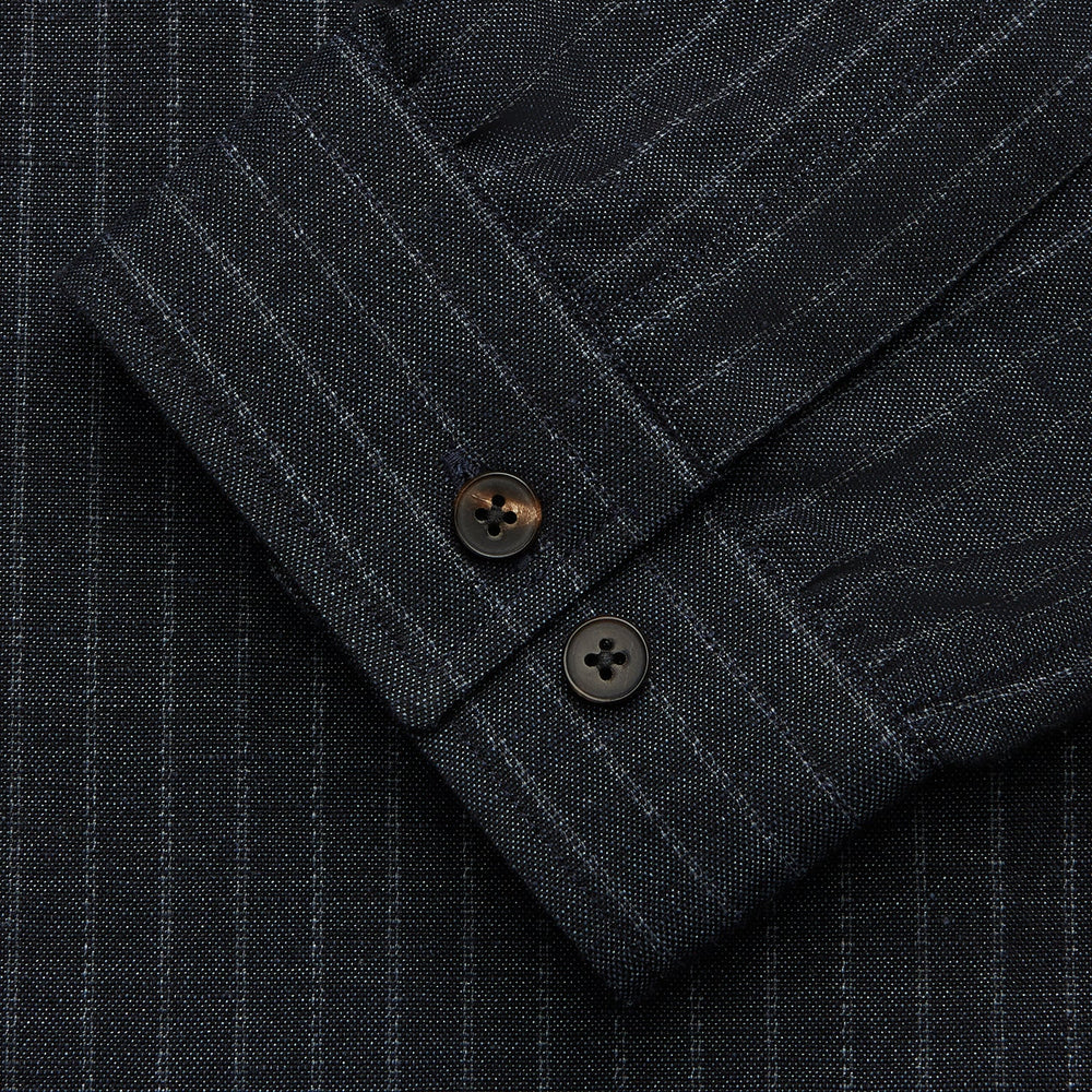 Navy Tailored Pinstriped Shirt Jacket