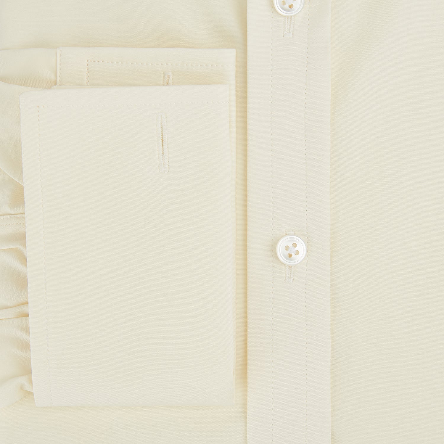 Cream Cotton Shirt with T&A Collar and Double Cuffs
