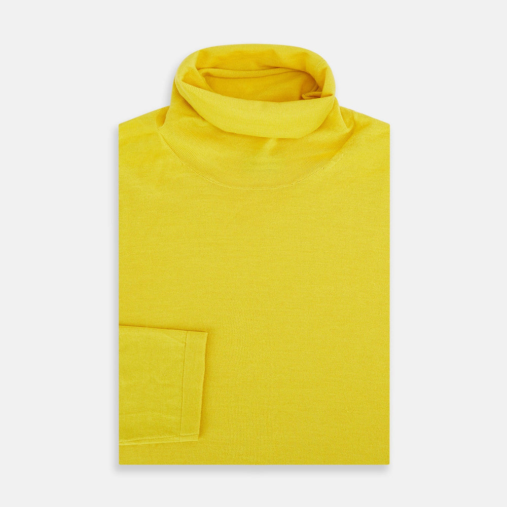 Canary Yellow Fine Merino High Neck Jumper
