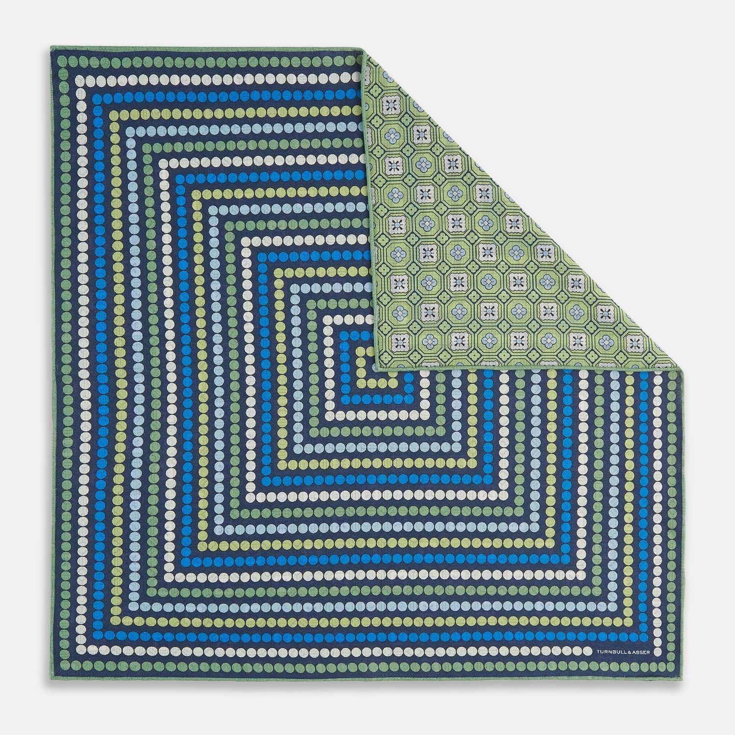 Oxford Blue Dots and Floral Tile Double-Sided Silk Pocket Square