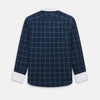 Indigo Windowpane Check Windsor Shirt with Constrast T&A Collar and Cuffs