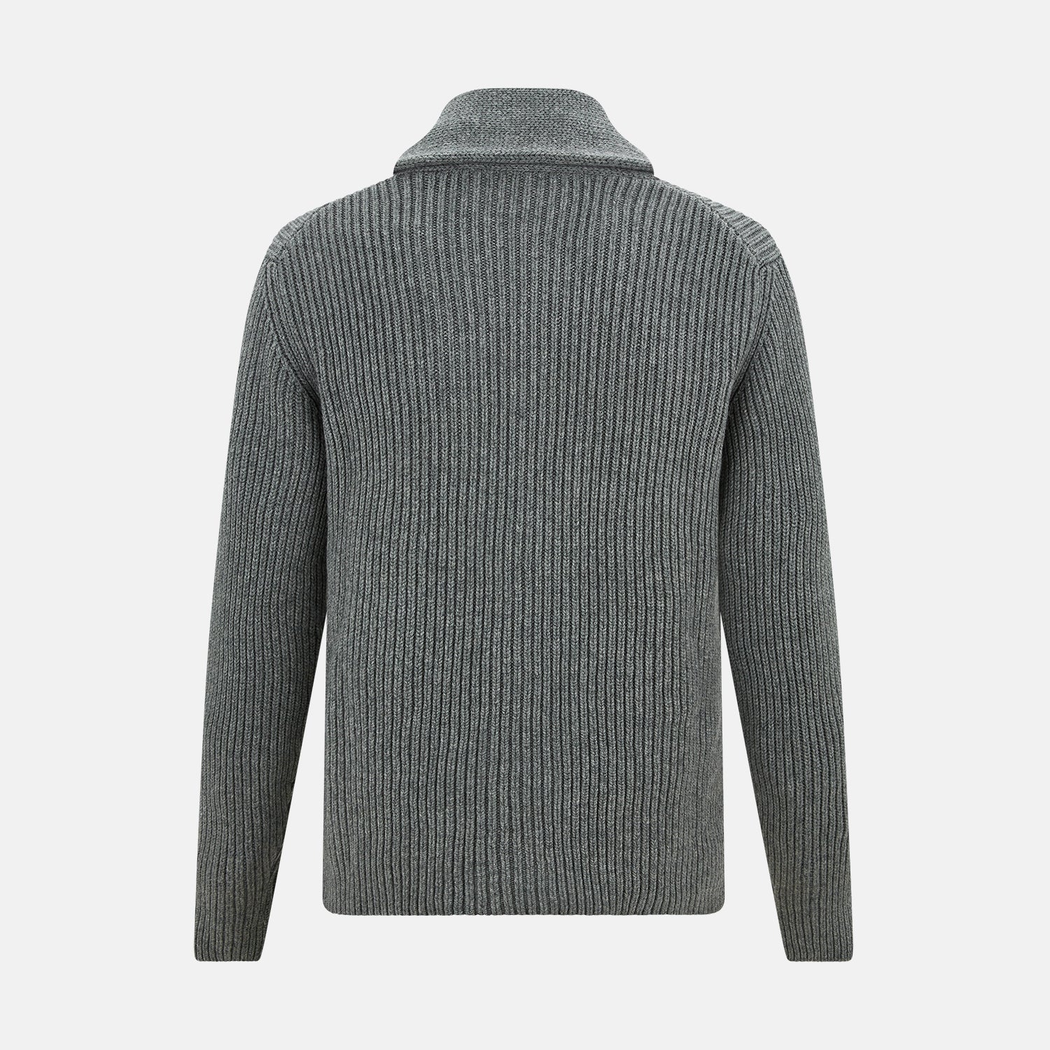 Grey Melange Cashmere Shawl Collar Cardigan