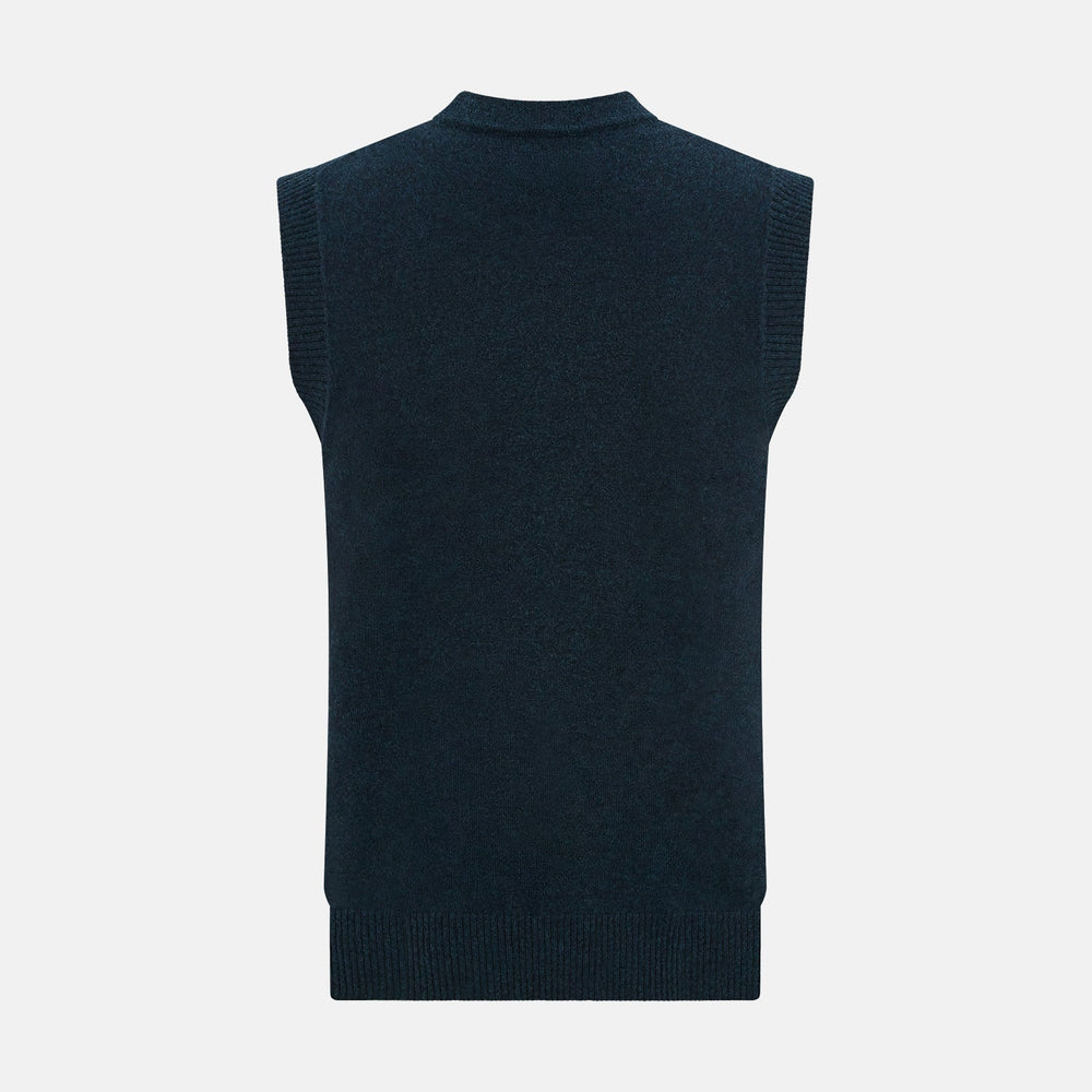 Dark Green Melange Cashmere Sleeveless Cardigan