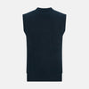 Dark Green Melange Cashmere Sleeveless Cardigan