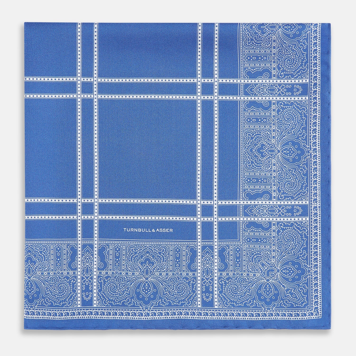 Avio Blue Paisley Bandana Patterned Silk Pocket Square