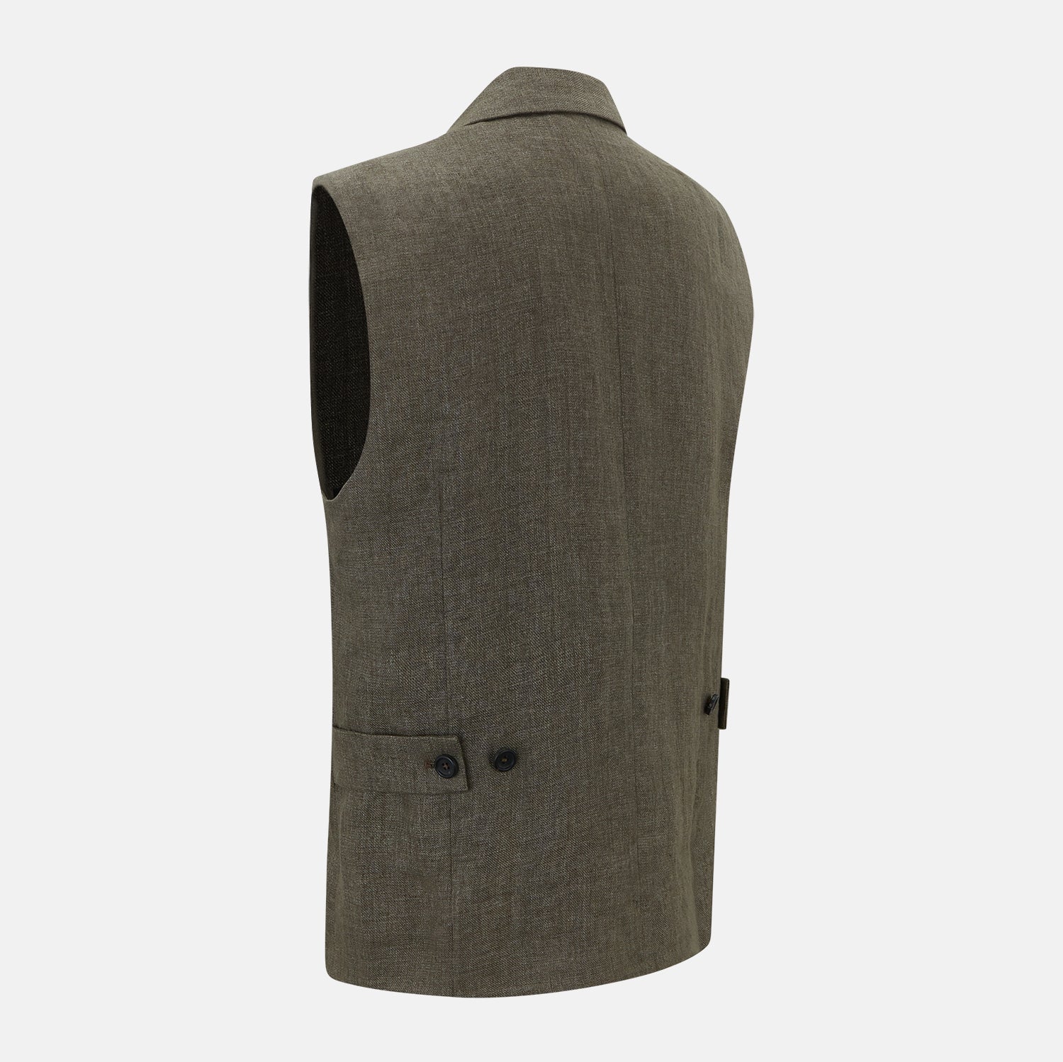 Olive Collared Linen Waistcoat