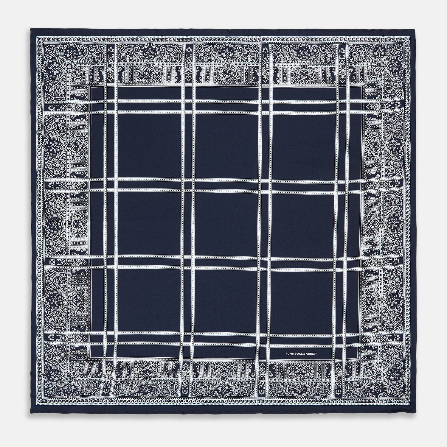 Navy Paisley Bandana Patterned Silk Pocket Square
