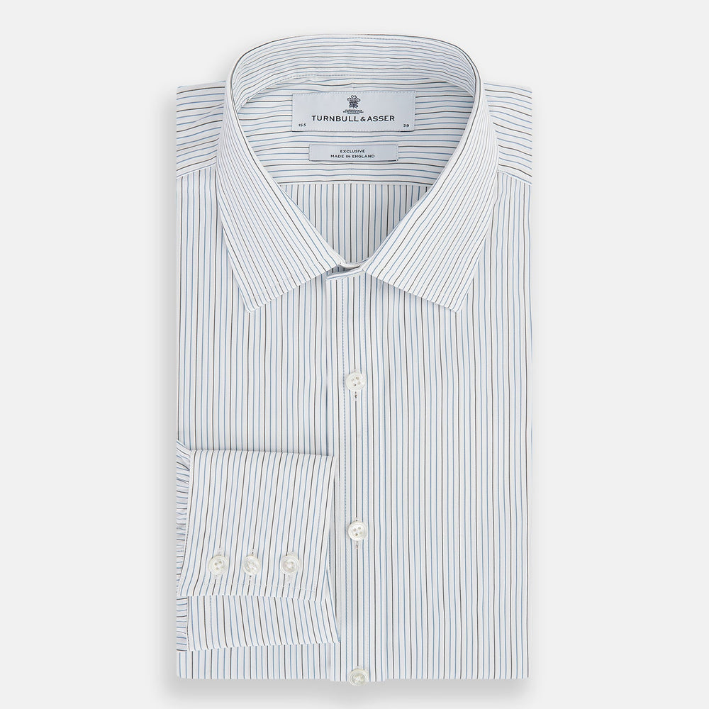 Navy and Brown Pinstripe Mayfair Shirt