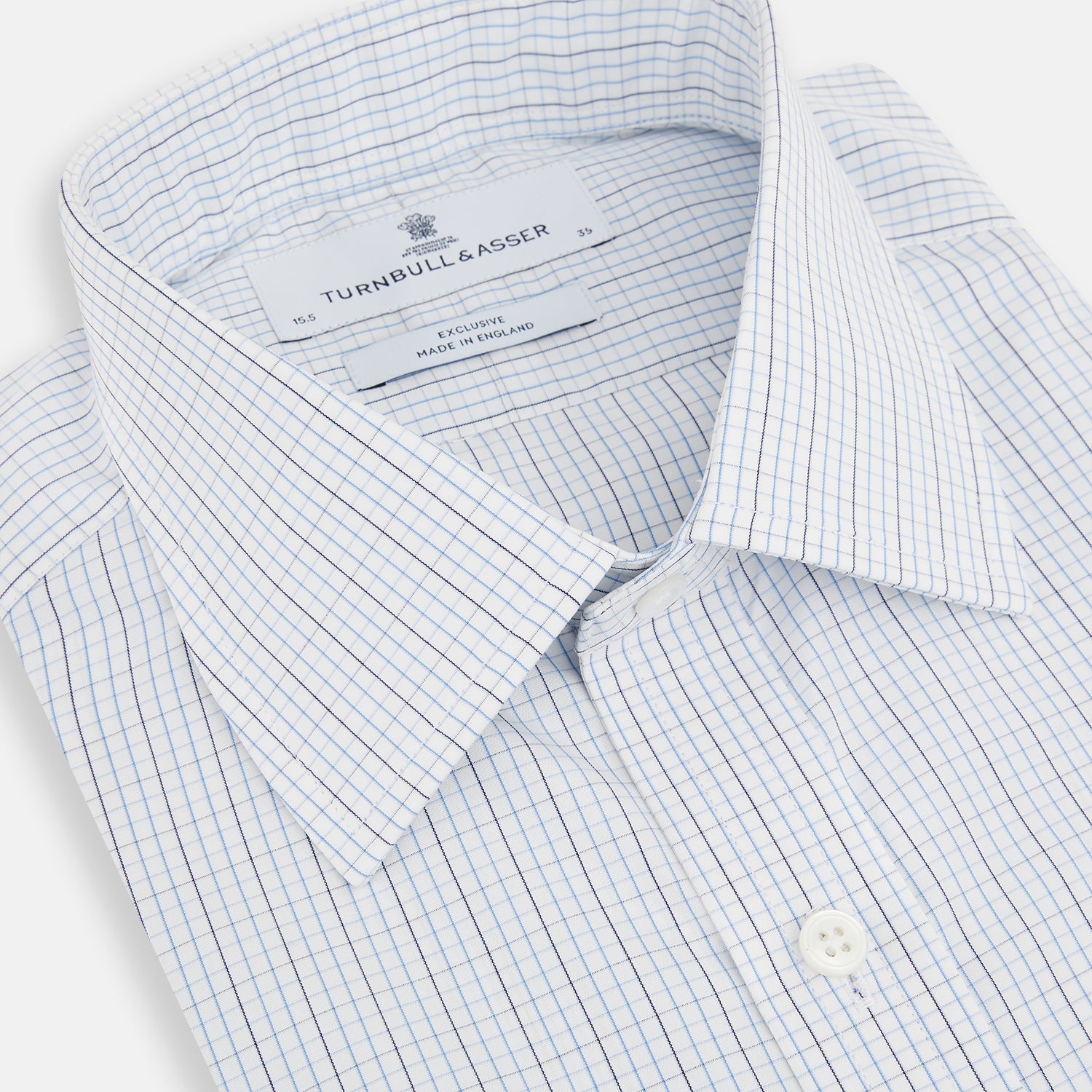 Pale Blue and Navy Grid Check Mayfair Shirt