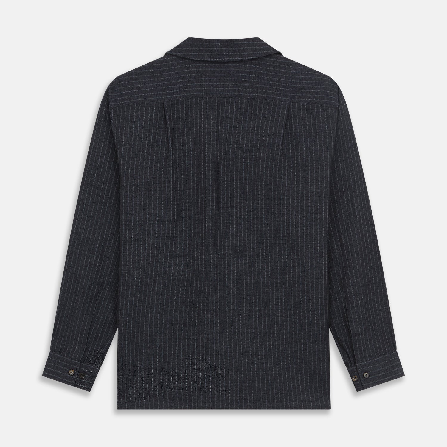 Navy Tailored Pinstriped Shirt Jacket