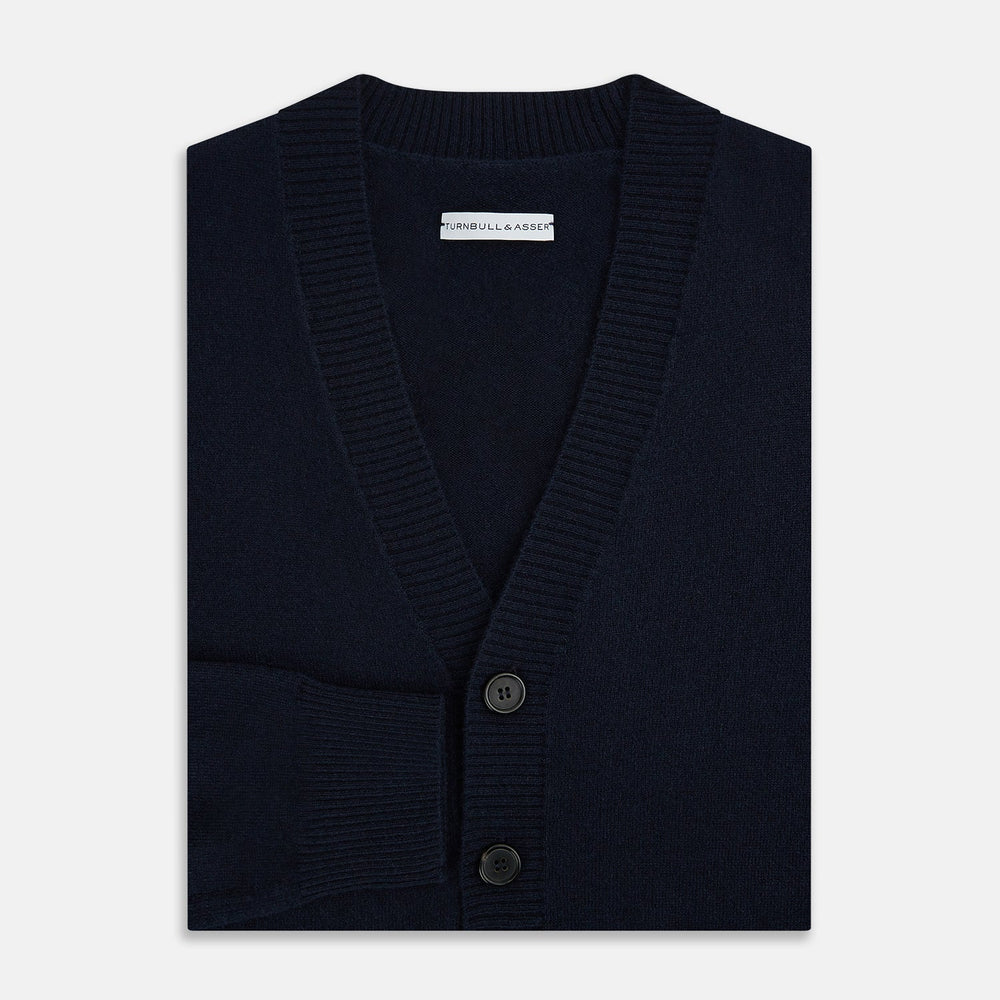 Navy V-Neck Cashmere Cardigan