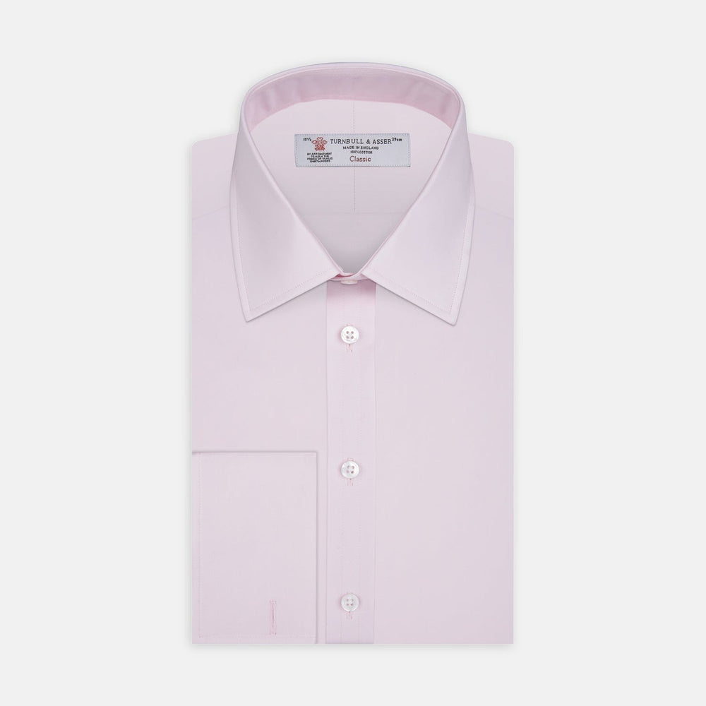 Pink Cotton Shirt with T&A Collar and Double Cuffs