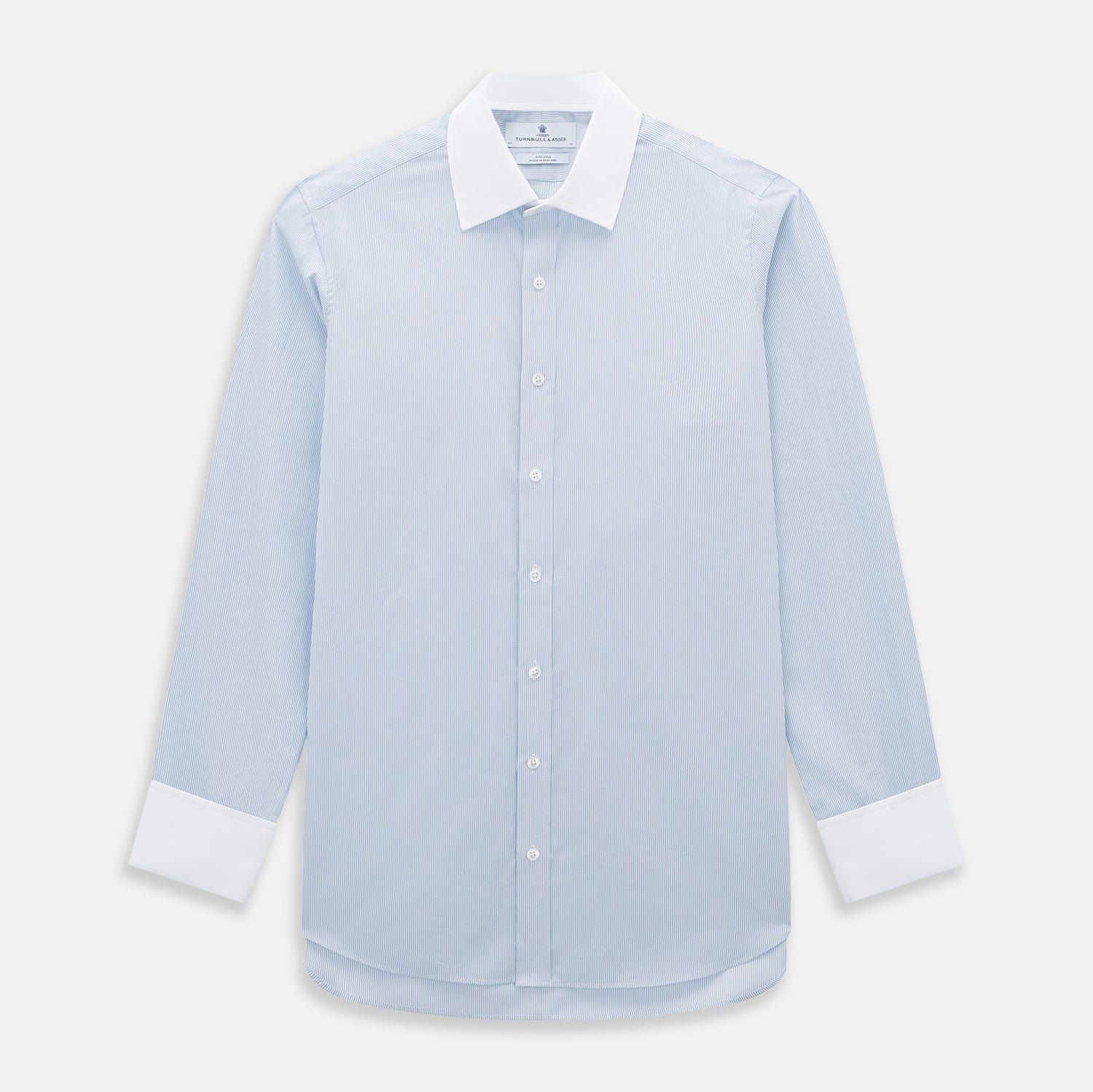 Sky Blue Hairline Multi Stripe Shirt with Constrast T&A Collar and Cuffs