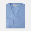 Sky Blue Fine Cashmere V-Neck Jumper
