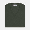 Green V-Neck Cashmere Slipover