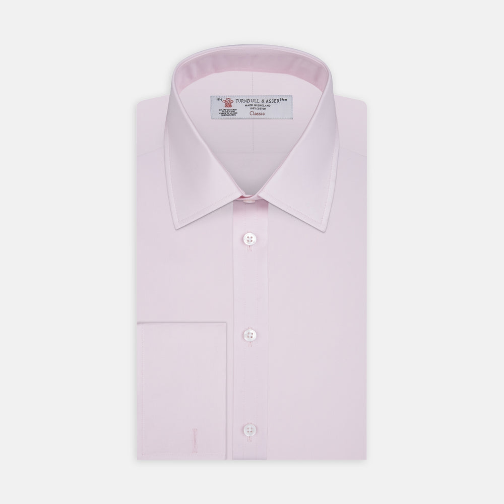 Pink Cotton Shirt with T&A Collar and Double Cuffs