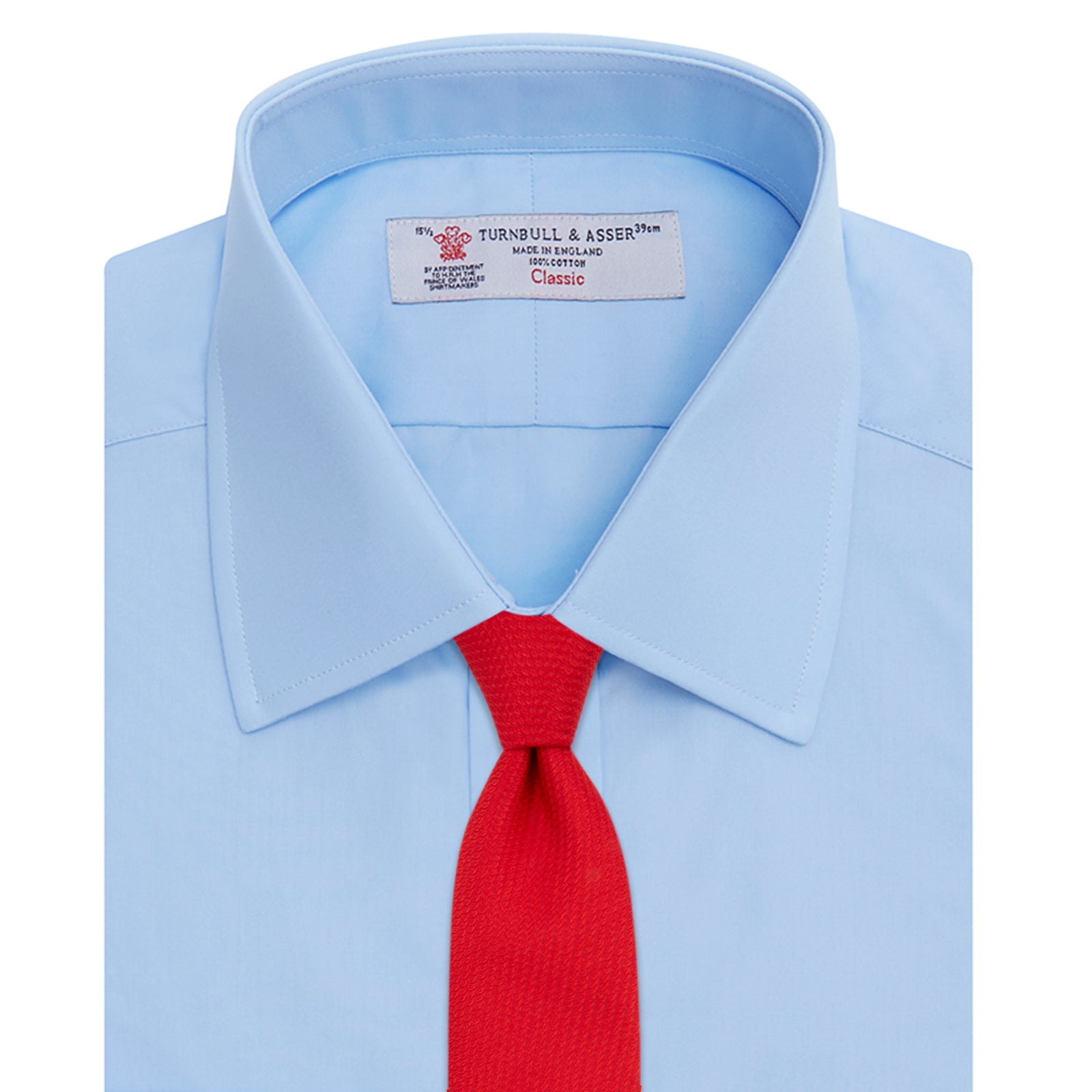 Light Blue Cotton Shirt with T&A Collar and Double Cuffs