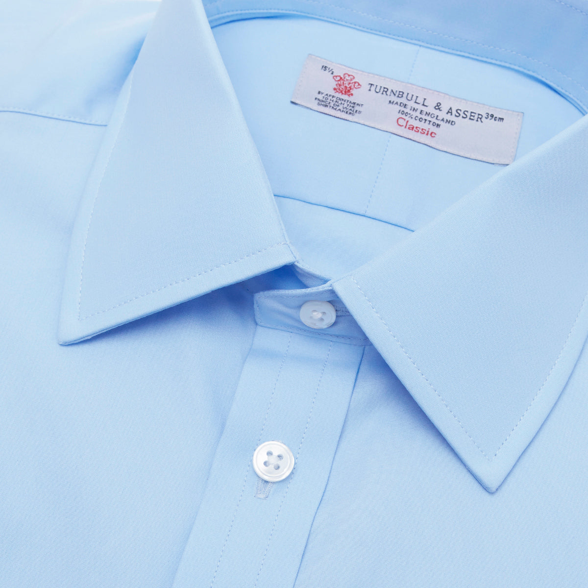 Light Blue Cotton Shirt with T&A Collar and Double Cuffs
