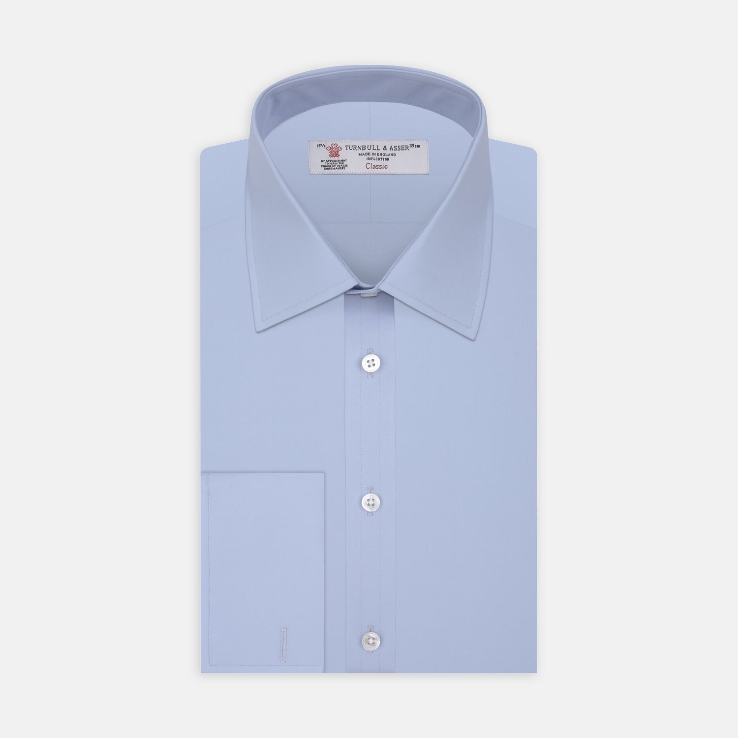 Light Blue Cotton Shirt with T&A Collar and Double Cuffs