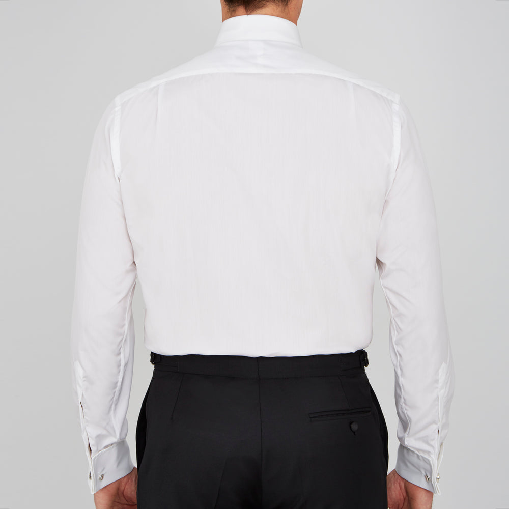 White Sea Island Quality Cotton Dress Shirt with T&A Collar and Double Cuffs