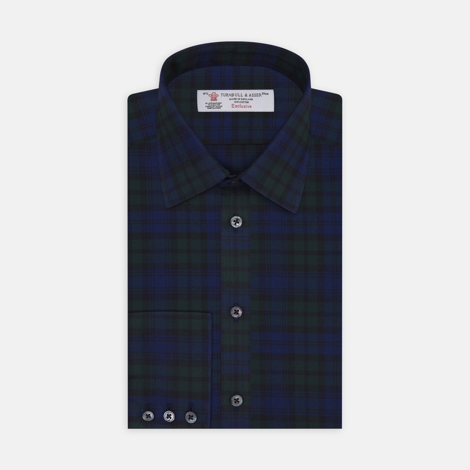 Blackwatch Brushed Cotton Shirt with T&A Collar and Button Cuffs