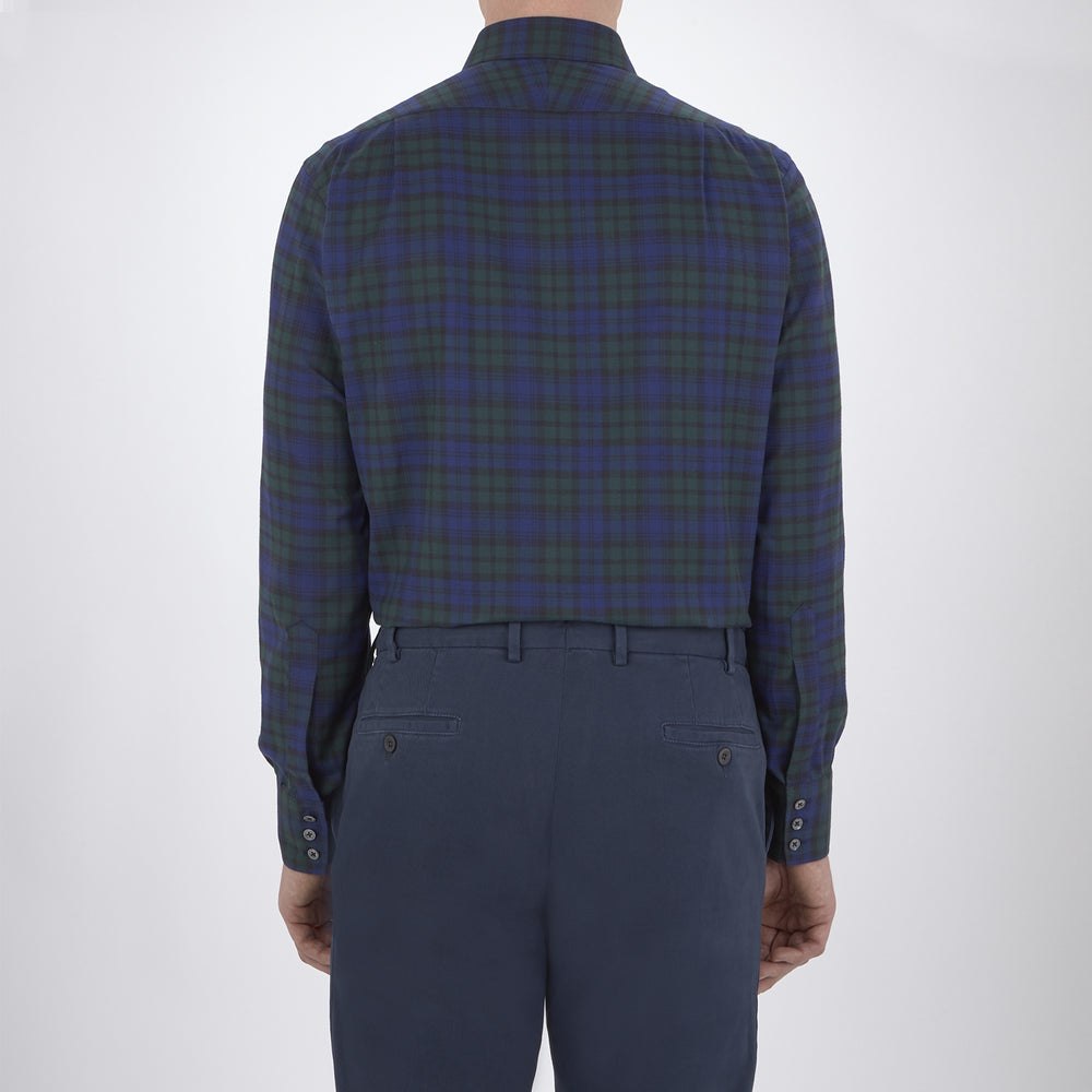 Blackwatch Brushed Cotton Shirt with T&A Collar and Button Cuffs