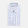Blue and Green Business Plaid Check Shirt with Classic T&A Collar and 3-Button Cuffs